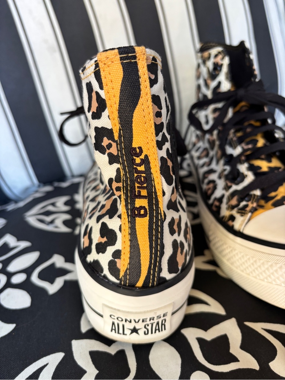 Converse Platform High-Top Sneakers in Yellow and Black Leopard Print - Picture 3 of 8